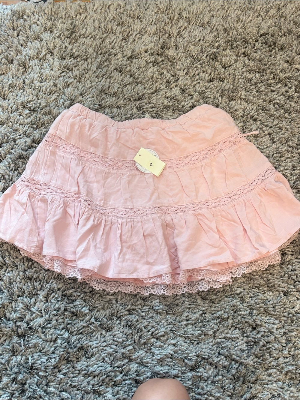 Aeropostale Light Pink Tiered Lace-Trim Mini Skirt